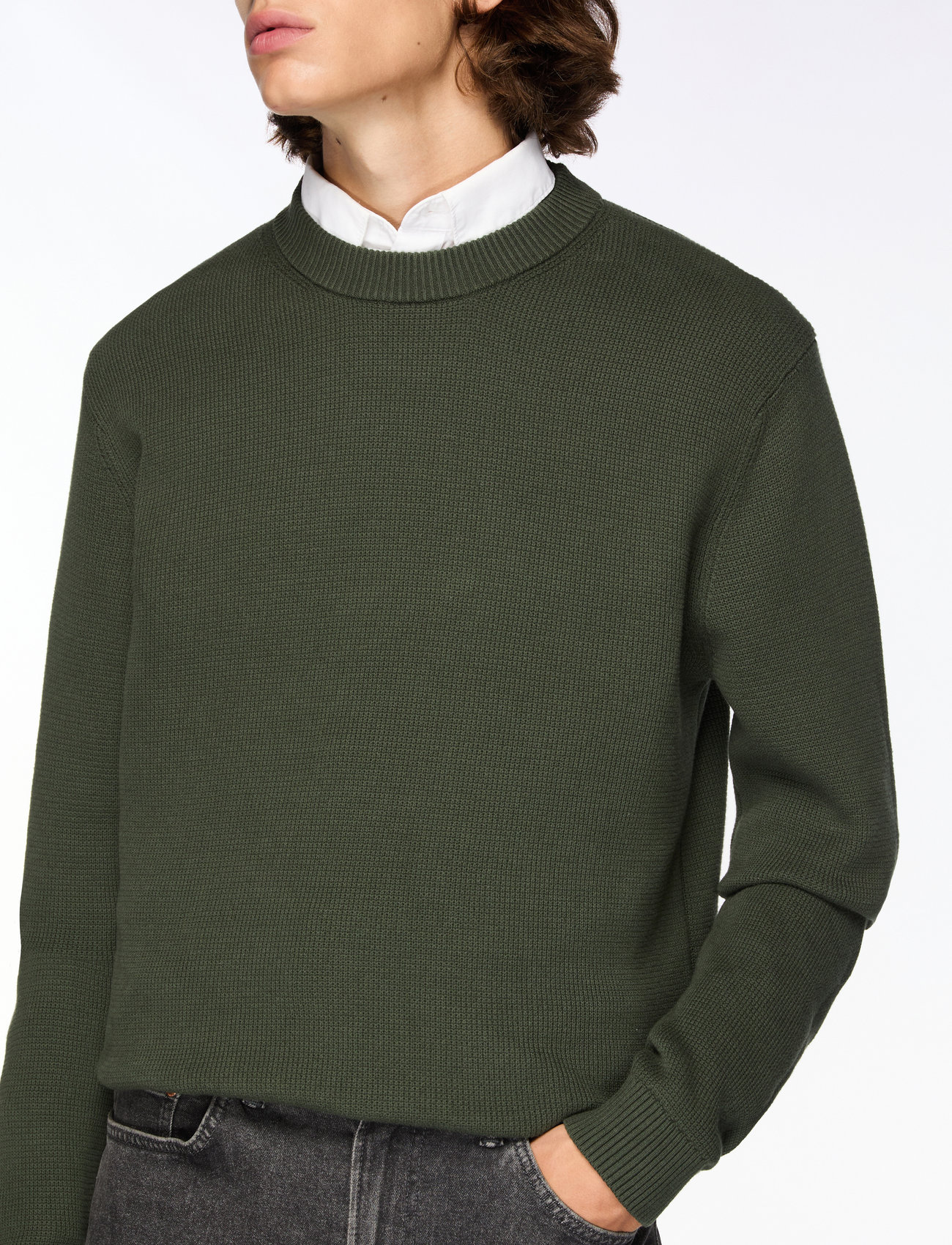 Selected - SLMDANE LS KNIT STRUCTURE CREW NECK NOOS - rund hals - deep forest - 5