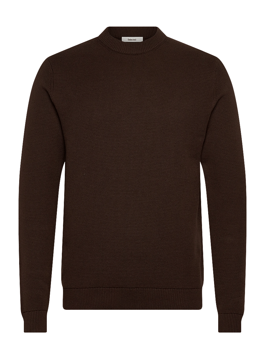 Selected - SLMDANE LS KNIT STRUCTURE CREW NECK NOOS - Ümmarguse kaelusega kudumid - demitasse - 1