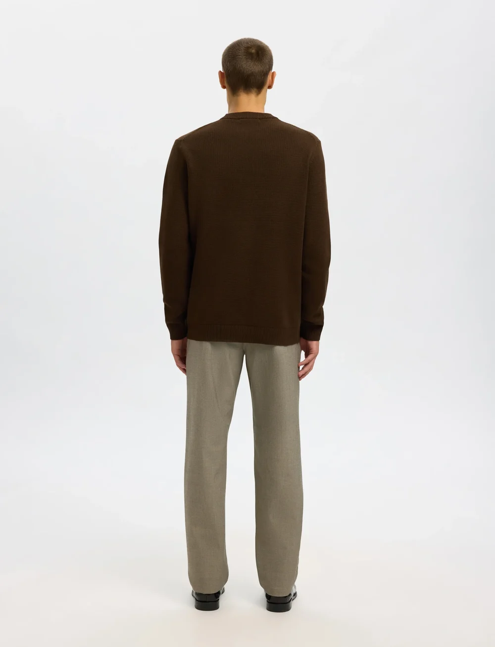 Selected - SLHDANE LS KNIT STRUCTURE CREW NECK NOOS - rundhalsad - demitasse - 3