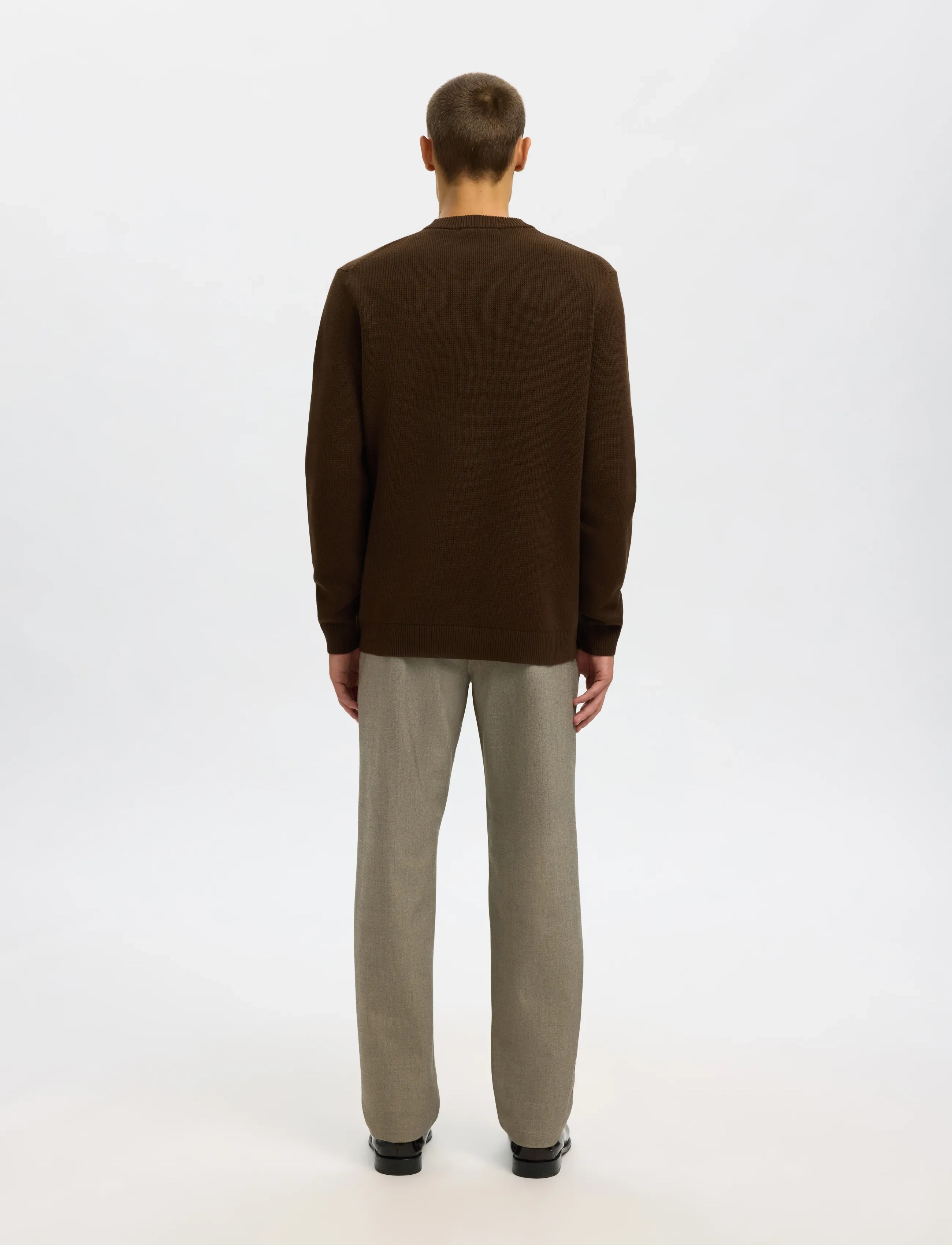 Selected - SLMDANE LS KNIT STRUCTURE CREW NECK NOOS - Ümmarguse kaelusega kudumid - demitasse - 3