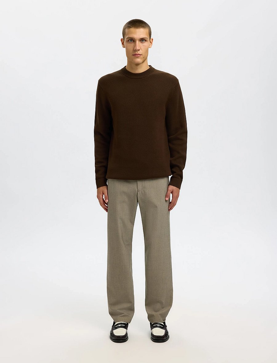 Selected - SLMDANE LS KNIT STRUCTURE CREW NECK NOOS - Ümmarguse kaelusega kudumid - demitasse - 5