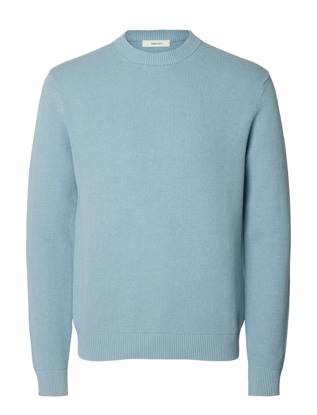 Selected SLMDANE LS KNIT STRUCTURE CREW NECK NOOS - Tøj - DUSTY BLUE / blue