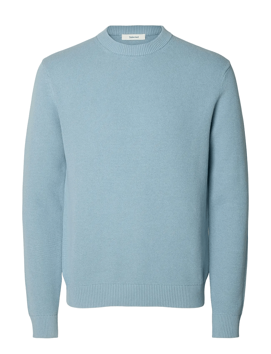 Selected - SLMDANE LS KNIT STRUCTURE CREW NECK NOOS - Ümmarguse kaelusega kudumid - dusty blue - 1