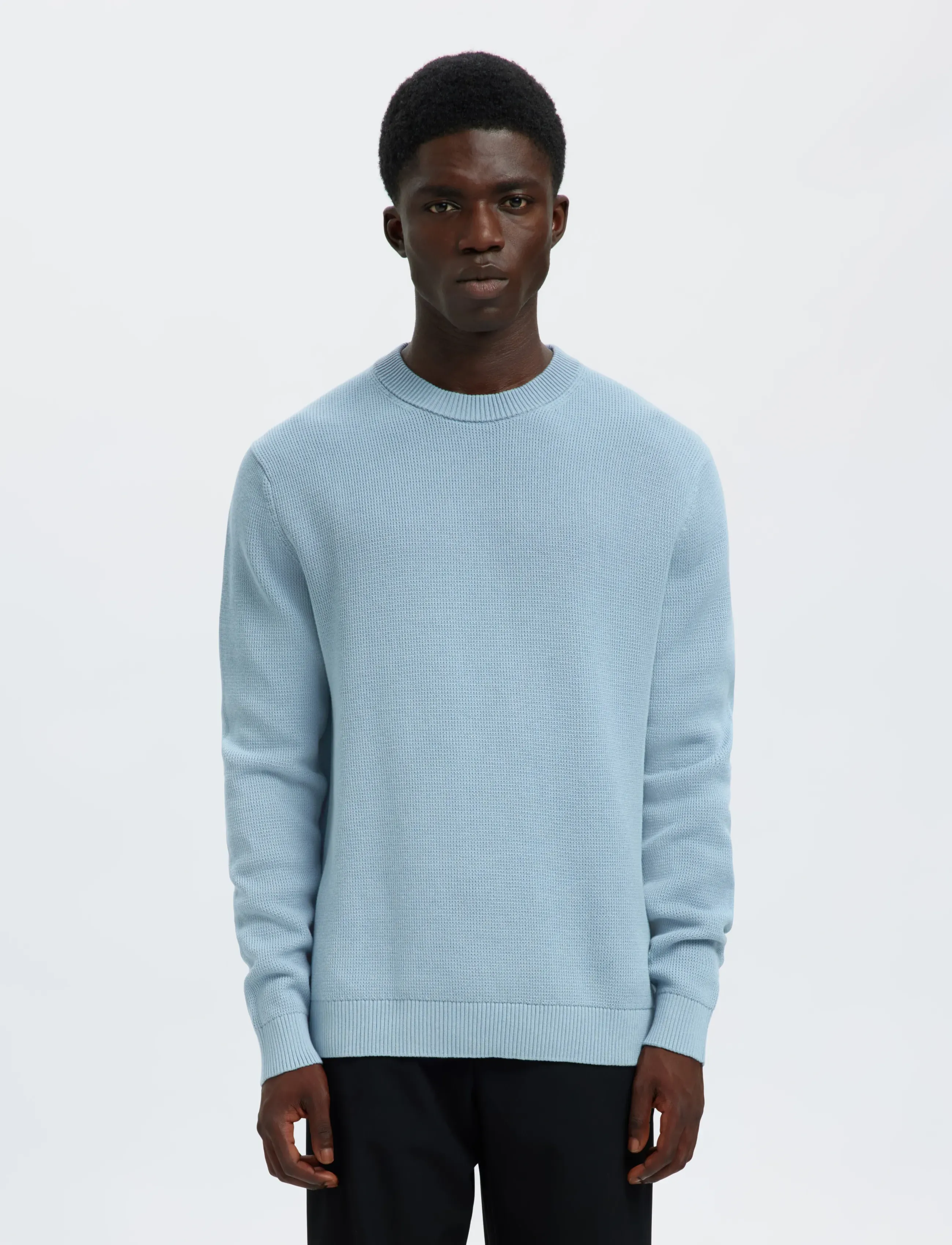 SELECTED Slmdane Ls Knit Reg Struc Crew Neck Noos stickade tröjor herr – bild 2