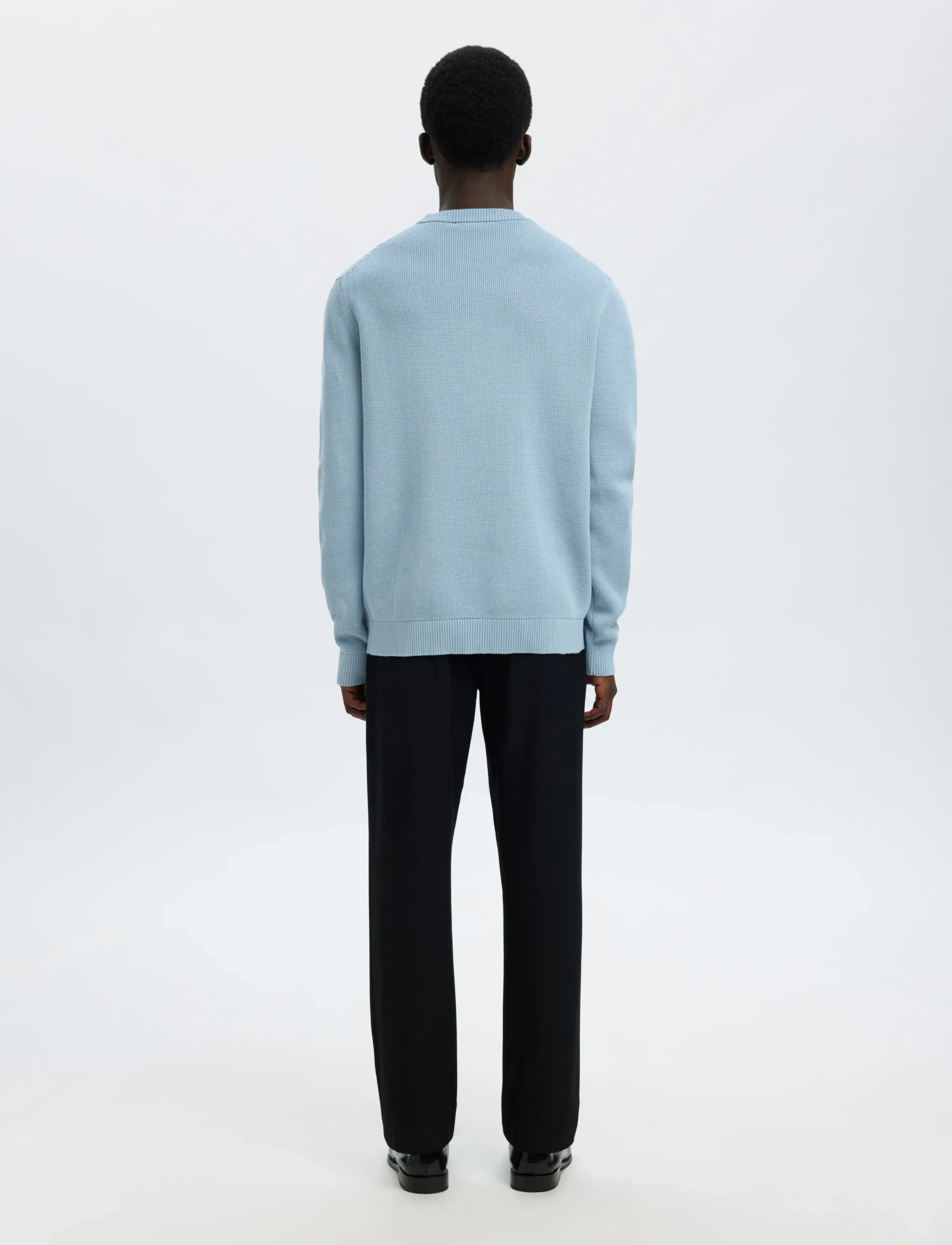 Selected - SLMDANE LS KNIT STRUCTURE CREW NECK NOOS - Ümmarguse kaelusega kudumid - dusty blue - 2