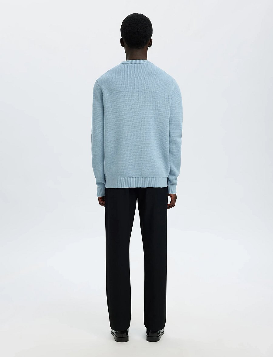 Selected - SLMDANE LS KNIT STRUCTURE CREW NECK NOOS - Ümmarguse kaelusega kudumid - dusty blue - 2