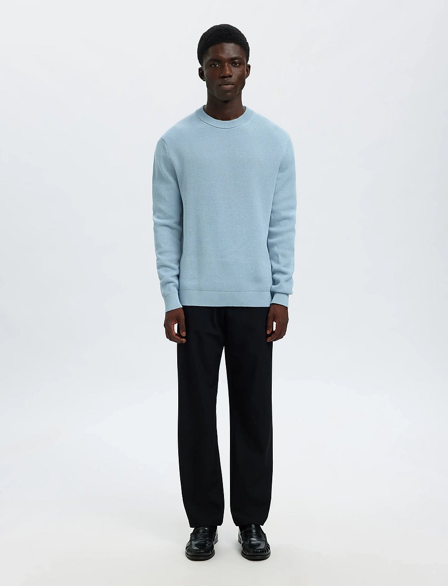 Selected - SLMDANE LS KNIT STRUCTURE CREW NECK NOOS - Ümmarguse kaelusega kudumid - dusty blue - 3