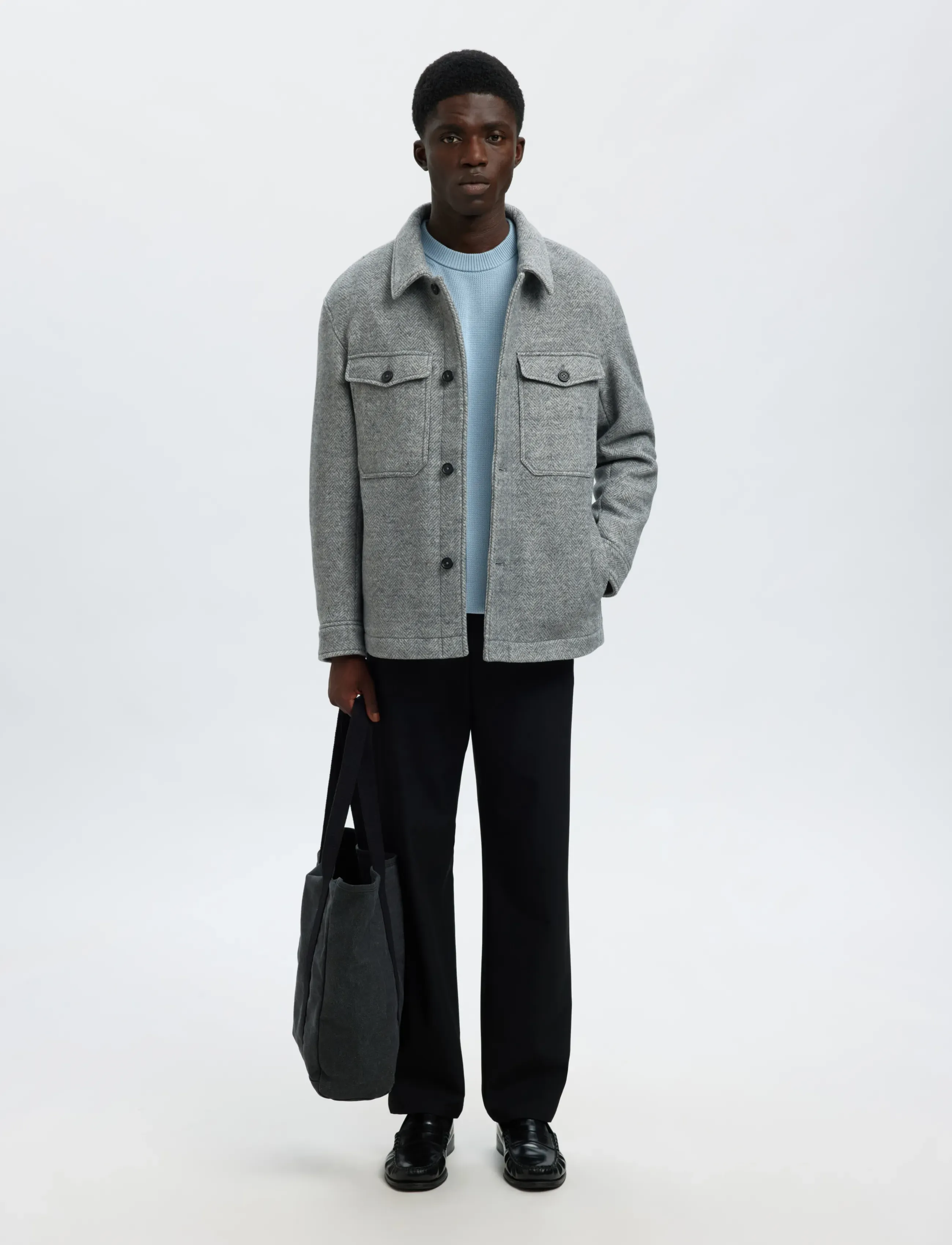 Selected - SLMDANE LS KNIT STRUCTURE CREW NECK NOOS - Ümmarguse kaelusega kudumid - dusty blue - 4