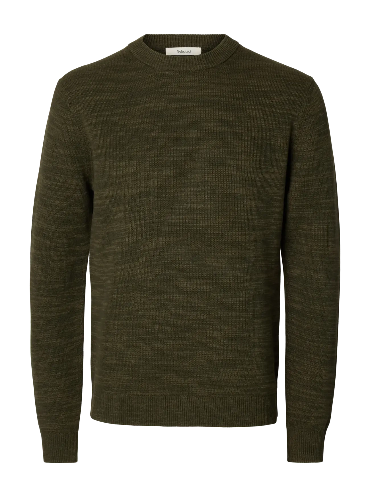 Selected SLMDANE LS KNIT STRUCTURE CREW NECK NOOS - Selected - FOREST NIGHT / khaki/green