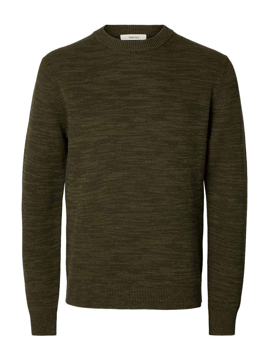 Selected - SLMDANE LS KNIT STRUCTURE CREW NECK NOOS - Ümara kaelusega - forest night - 1
