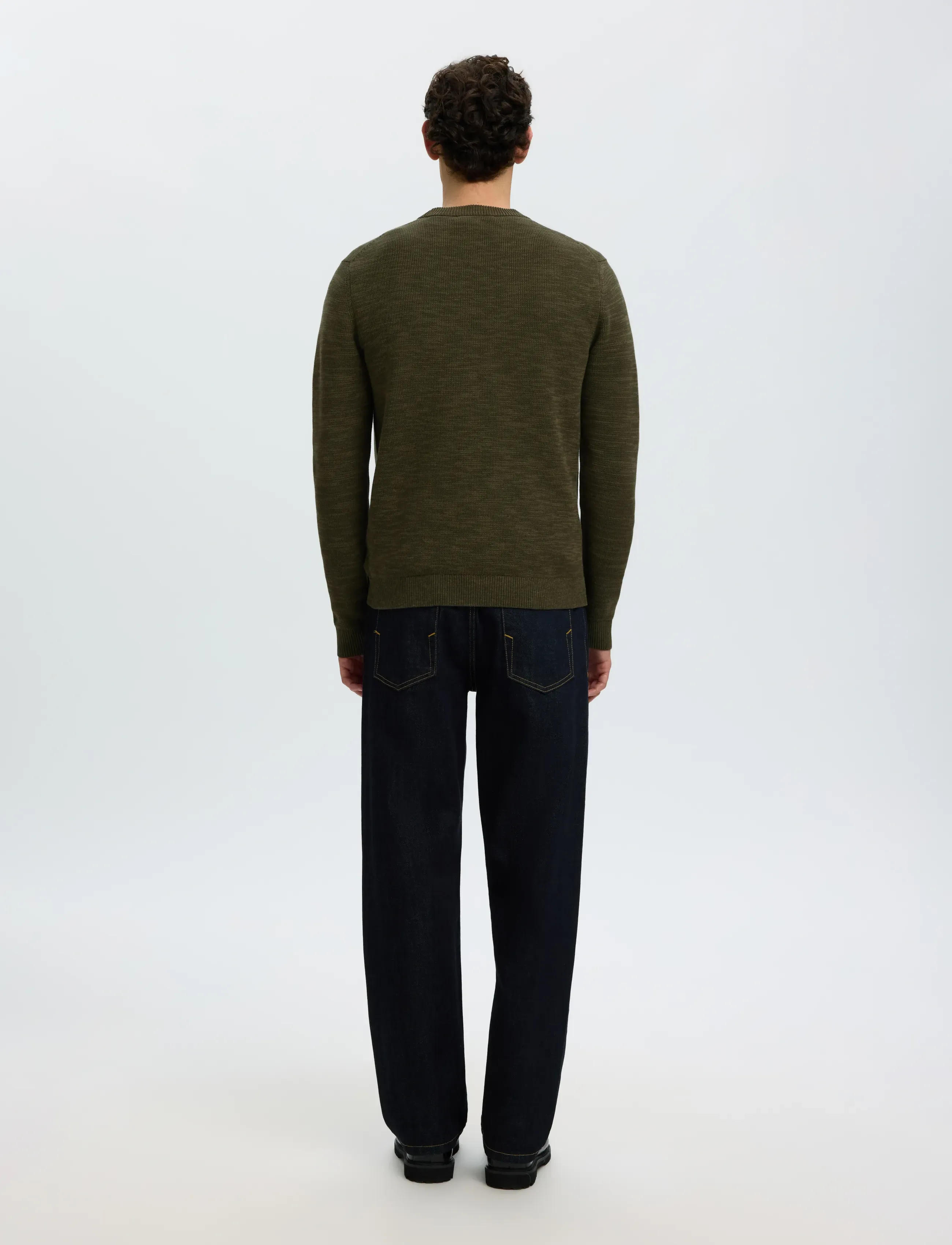 Selected - SLMDANE LS KNIT STRUCTURE CREW NECK NOOS - Ümara kaelusega - forest night - 2
