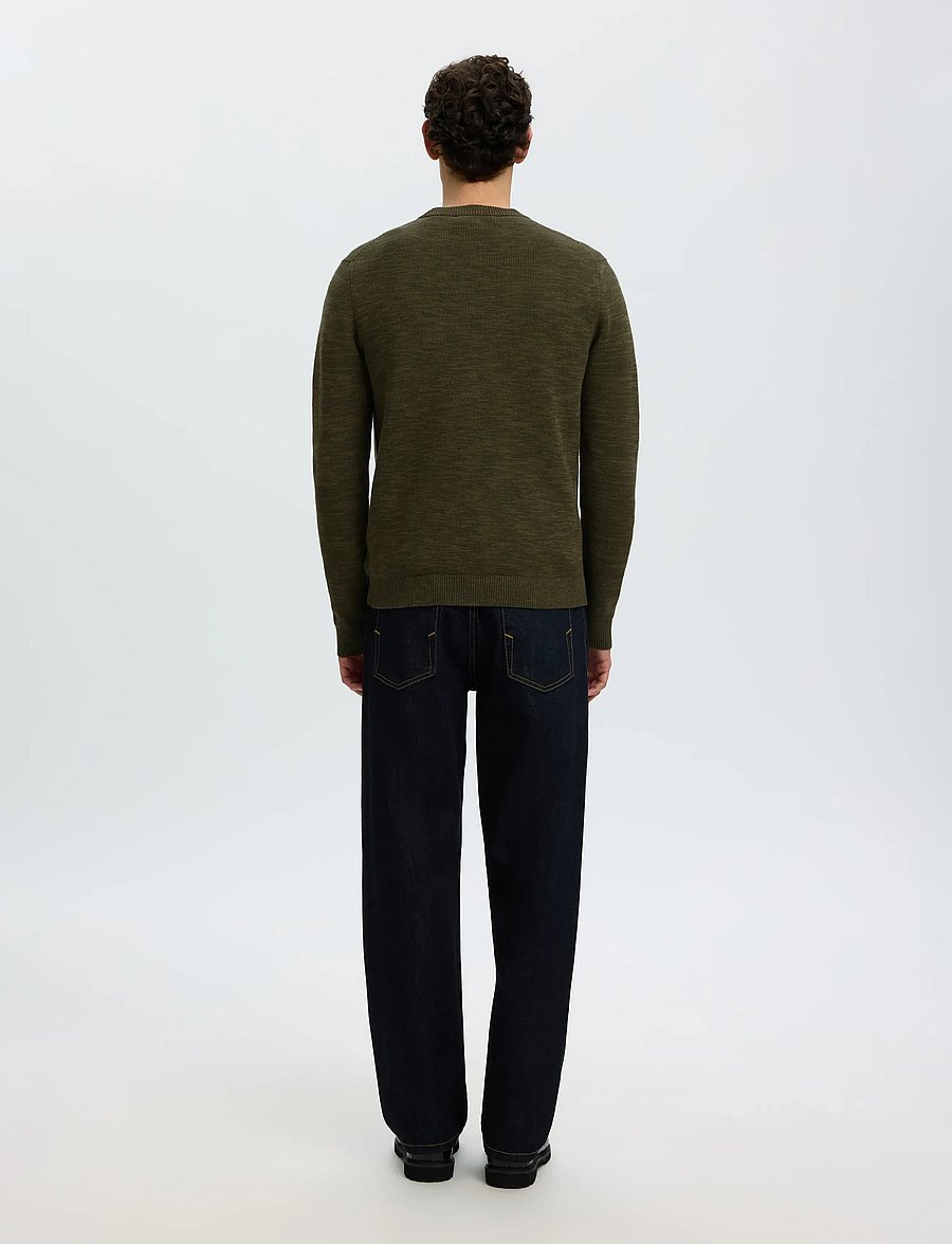 Selected - SLMDANE LS KNIT STRUCTURE CREW NECK NOOS - Ümara kaelusega - forest night - 2