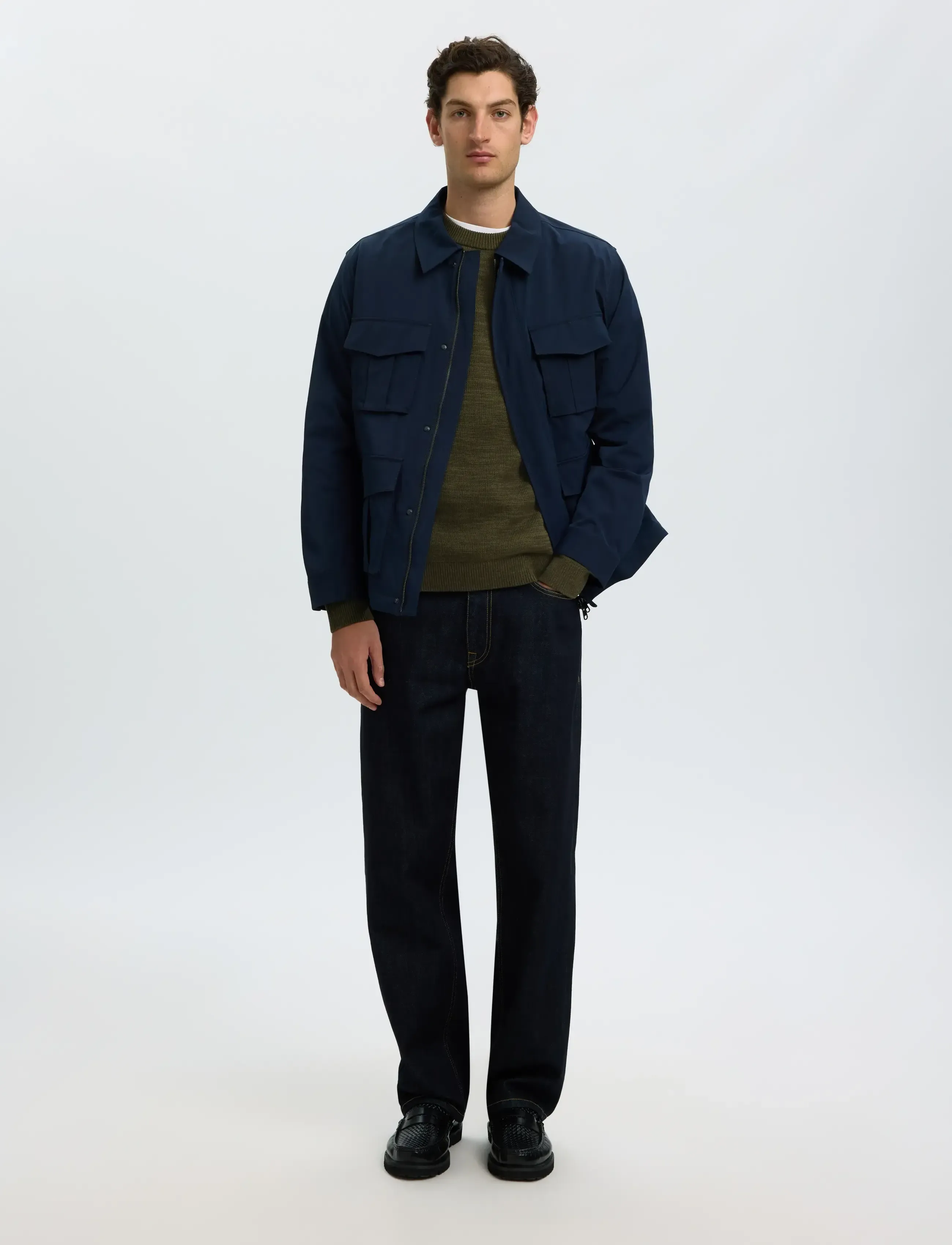 Selected - SLMDANE LS KNIT STRUCTURE CREW NECK NOOS - Ümara kaelusega - forest night - 5