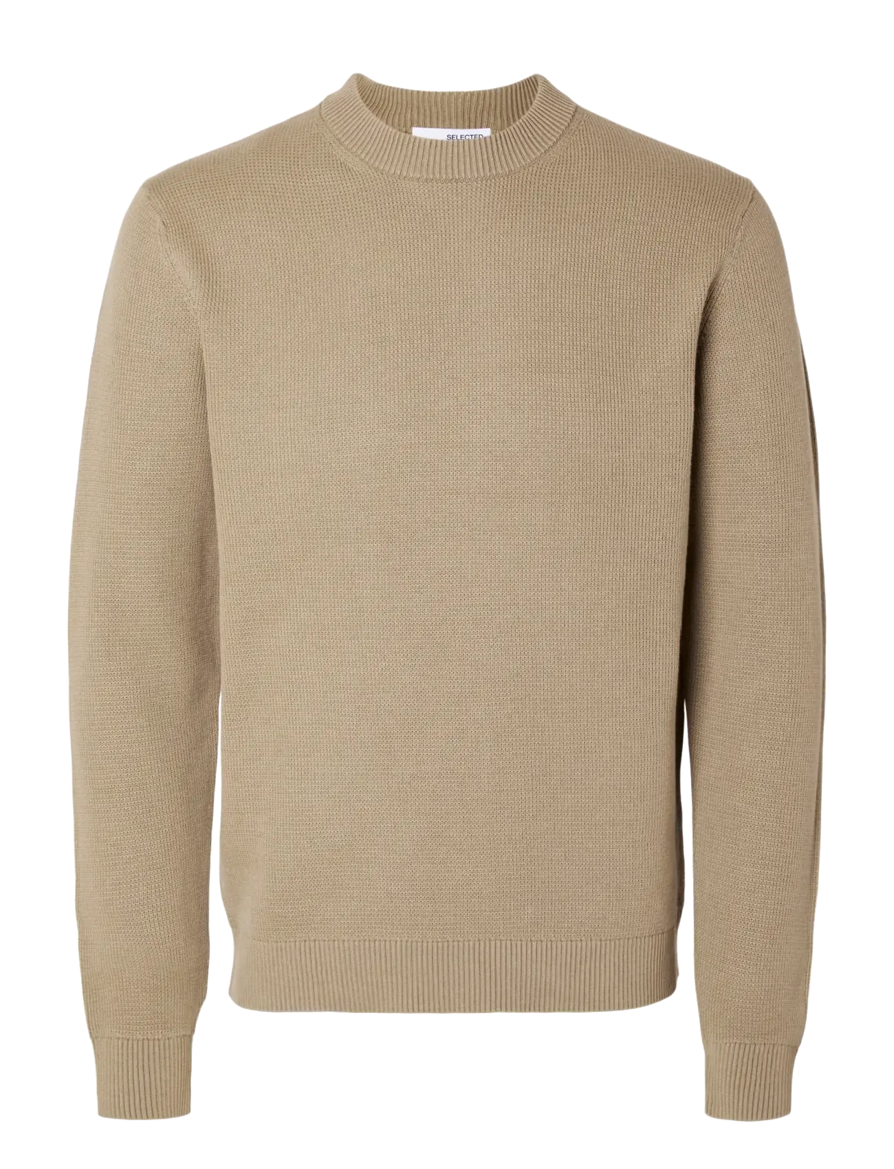 Selected SLMDANE LS KNIT STRUCTURE CREW NECK NOOS - Rund hals - KELP / beige