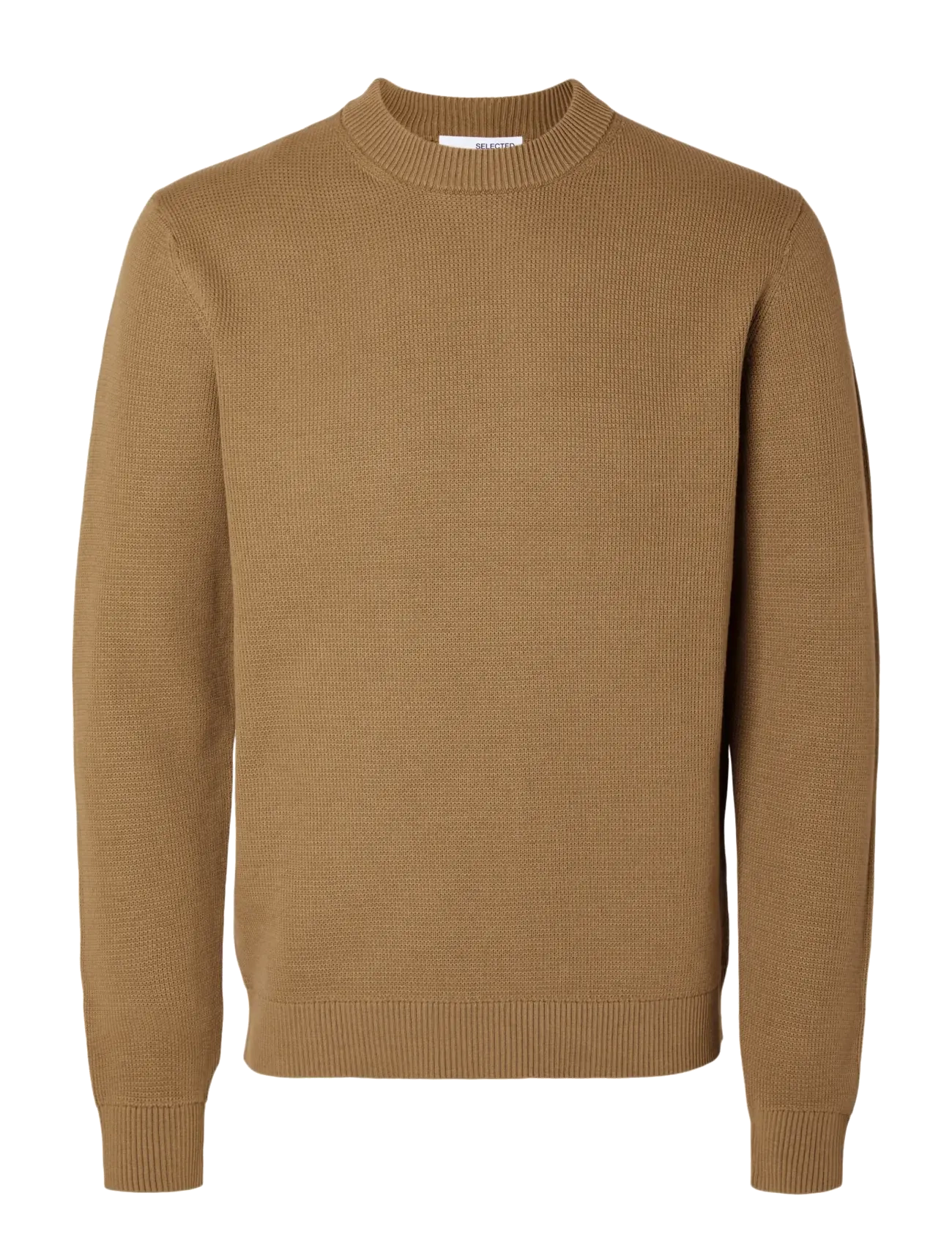 Selected SLMDANE LS KNIT STRUCTURE CREW NECK NOOS - Kleidung - KELP / beige