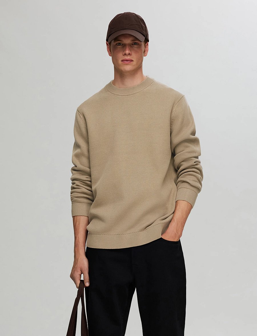 Selected - SLMDANE LS KNIT STRUCTURE CREW NECK NOOS - rund hals - kelp - 0