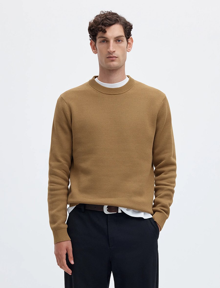 Selected - SLMDANE LS KNIT REG STRUC CREW NECK NOOS - rundhals - kelp - 0