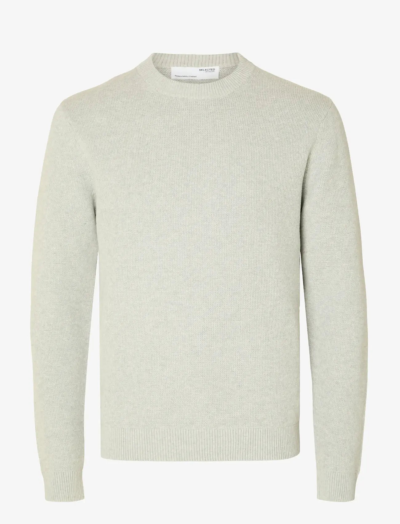 Selected - SLHDANE LS KNIT STRUCTURE CREW NECK NOOS - rundhals - light grey melange - 1