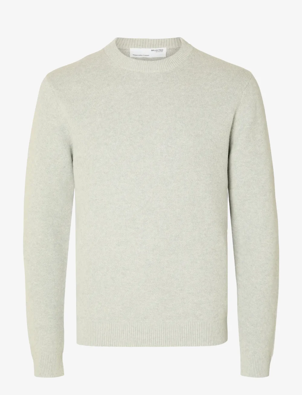 Selected - SLHDANE LS KNIT STRUCTURE CREW NECK NOOS - Ümmarguse kaelusega kudumid - light grey melange - 1