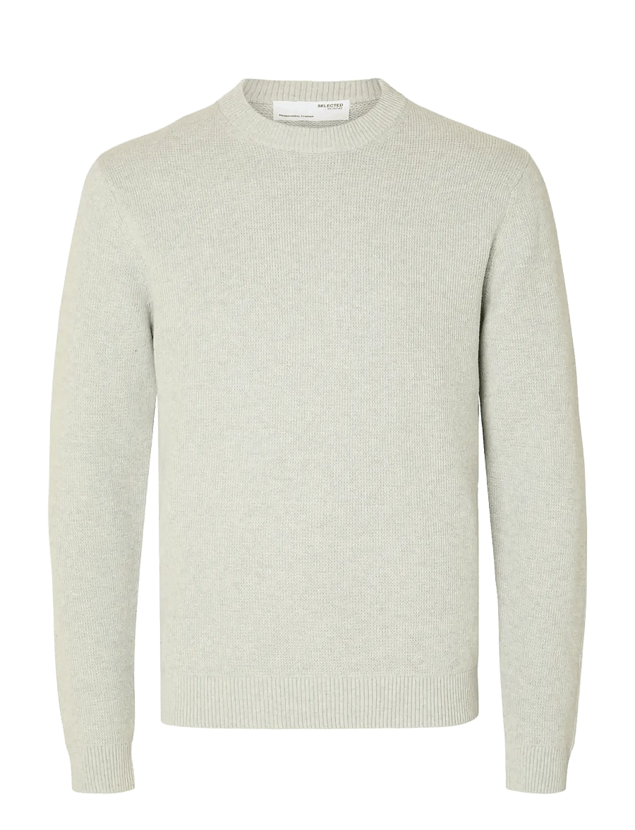 Selected - SLMDANE LS KNIT STRUCTURE CREW NECK NOOS - pulls col rond - light grey melange - 1