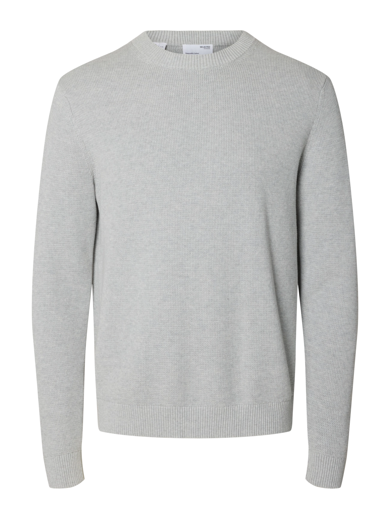 Selected SLMDANE LS KNIT REG STRUC CREW NECK NOOS - Clothing - LIGHT GREY MELANGE / grey