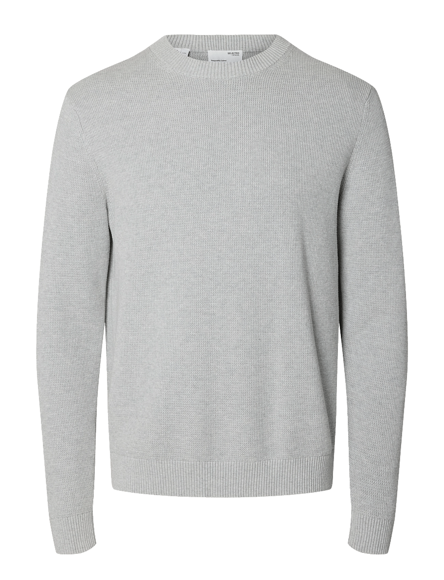 Selected - SLMDANE LS KNIT STRUCTURE CREW NECK NOOS - Ümara kaelusega - light grey melange - 1