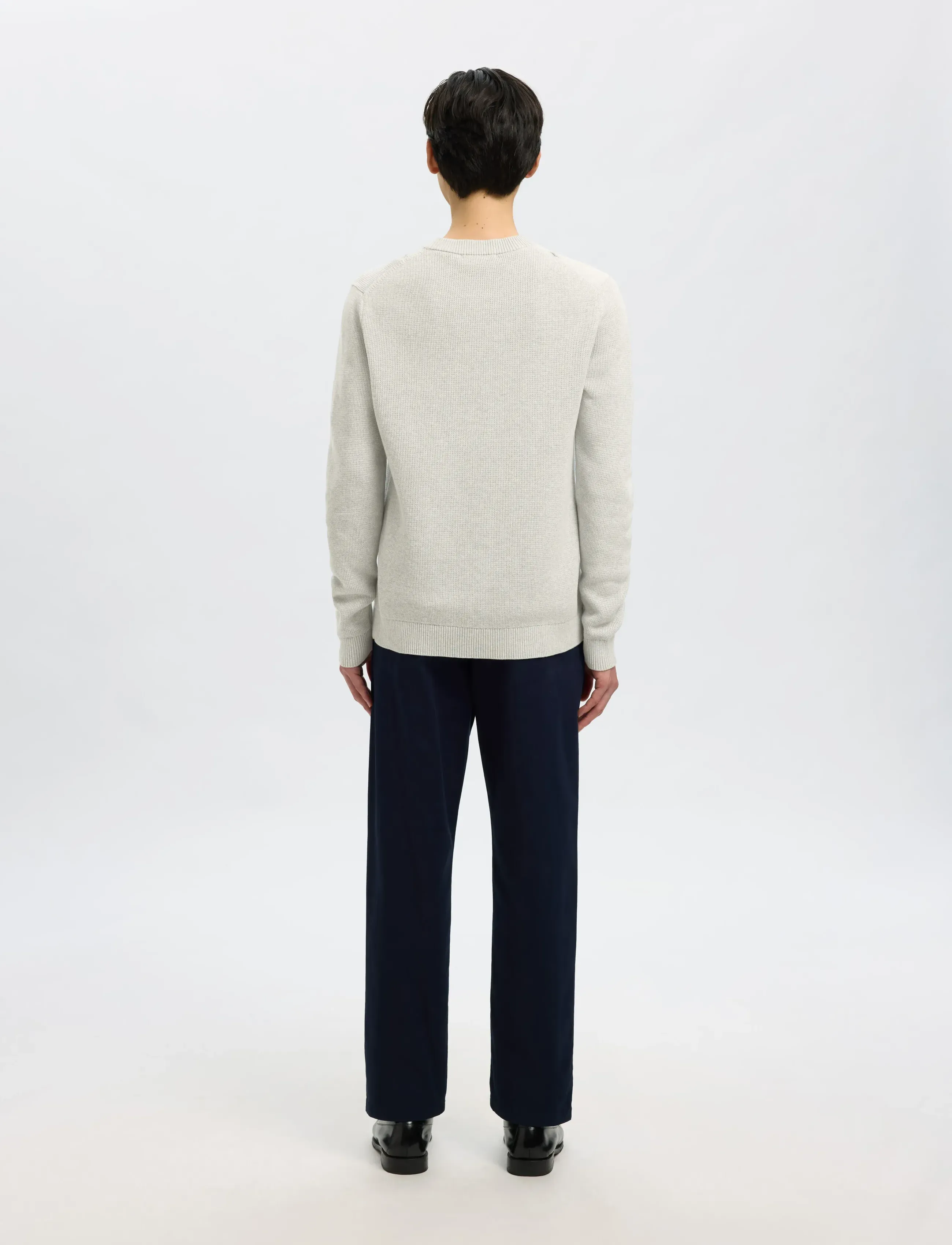 Selected - SLMDANE LS KNIT STRUCTURE CREW NECK NOOS - pulls col rond - light grey melange - 2