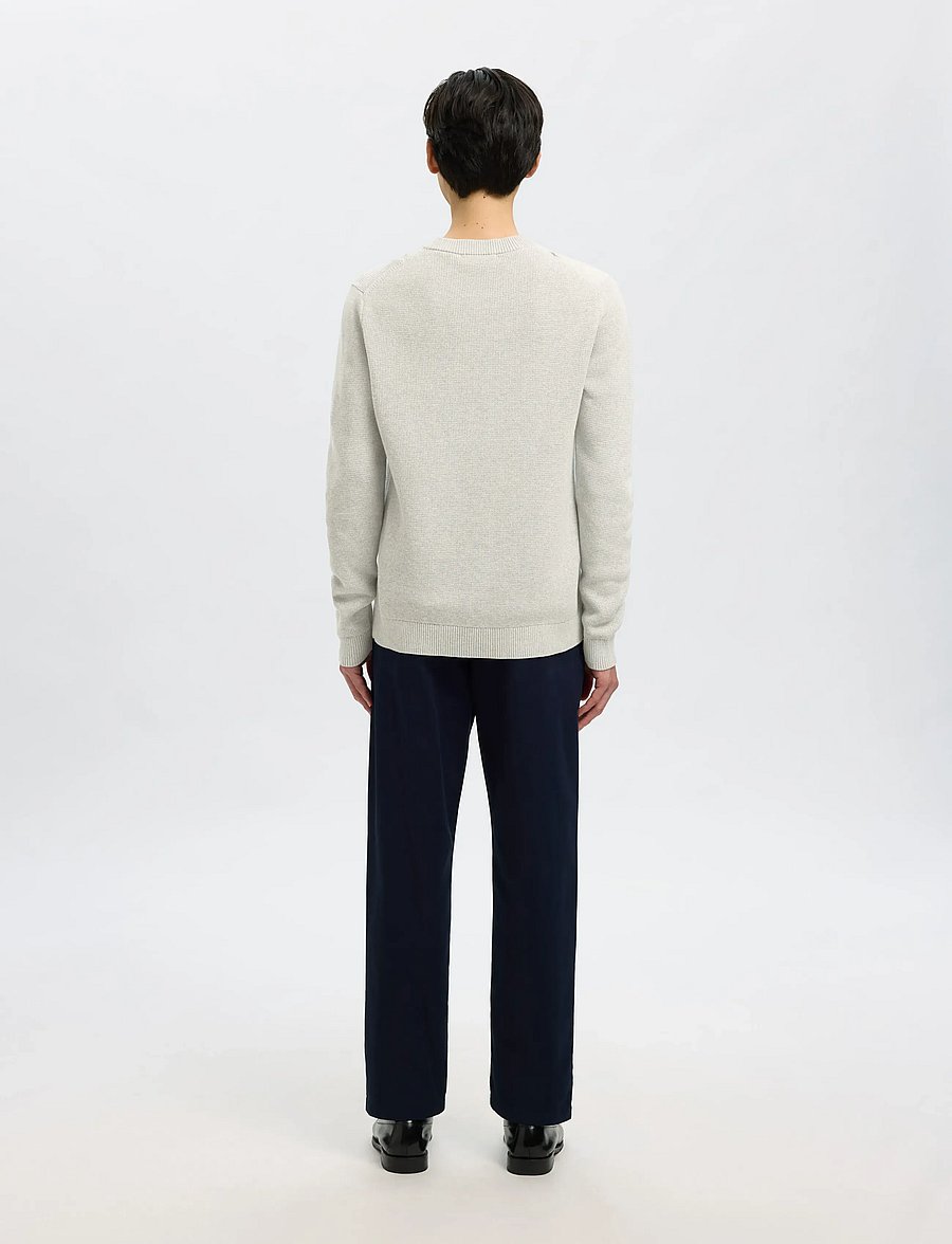 Selected - SLMDANE LS KNIT STRUCTURE CREW NECK NOOS - pulls col rond - light grey melange - 2