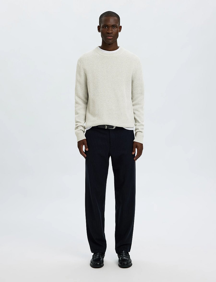 Selected - SLMDANE LS KNIT STRUCTURE CREW NECK NOOS - rundhalsad - light grey melange - 3