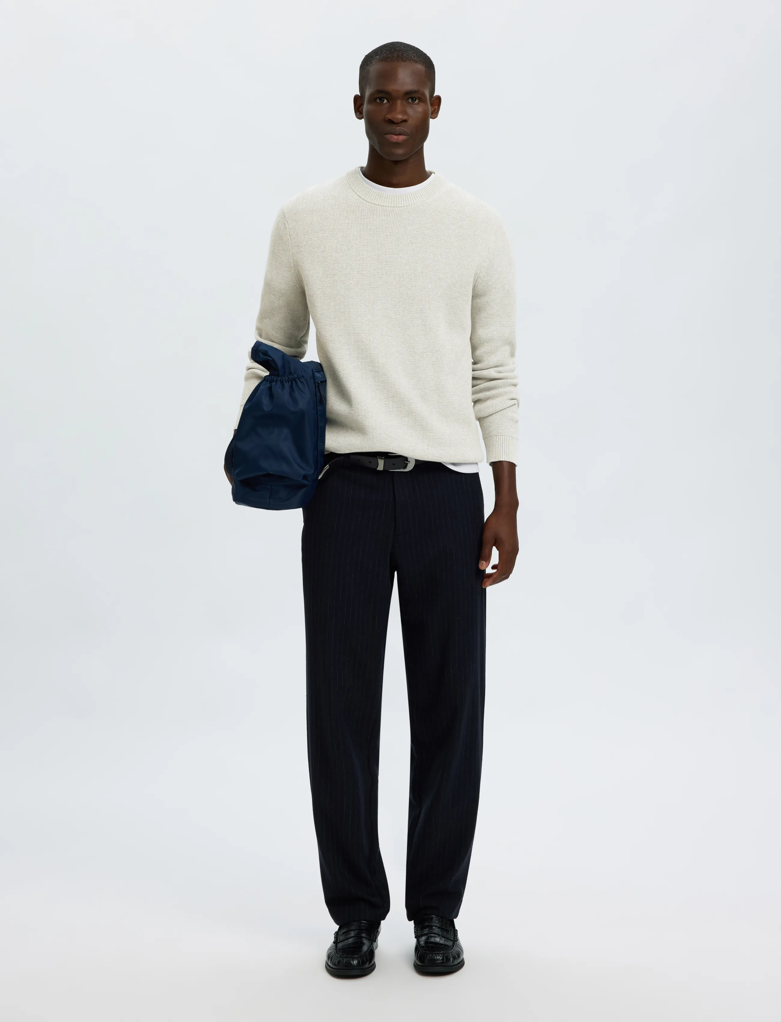 Selected - SLMDANE LS KNIT STRUCTURE CREW NECK NOOS - rundhalsad - light grey melange - 5