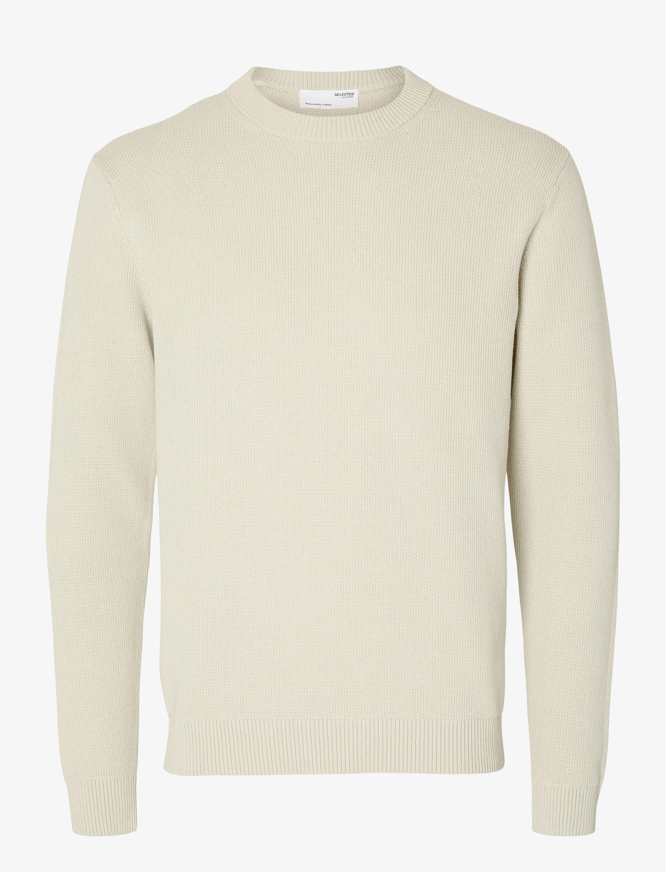 Selected Homme - SLHDANE LS KNIT STRUCTURE CREW NECK NOOS - rund hals - oatmeal - 0