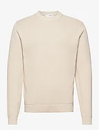 SLHDANE LS KNIT STRUCTURE CREW NECK NOOS - OATMEAL
