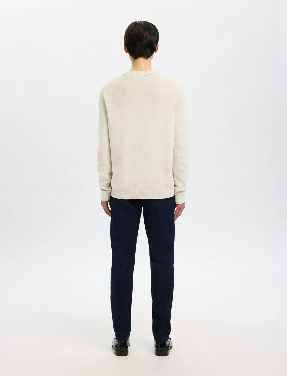 Selected - SLHDANE LS KNIT STRUCTURE CREW NECK NOOS - Ümmarguse kaelusega kudumid - oatmeal - 3