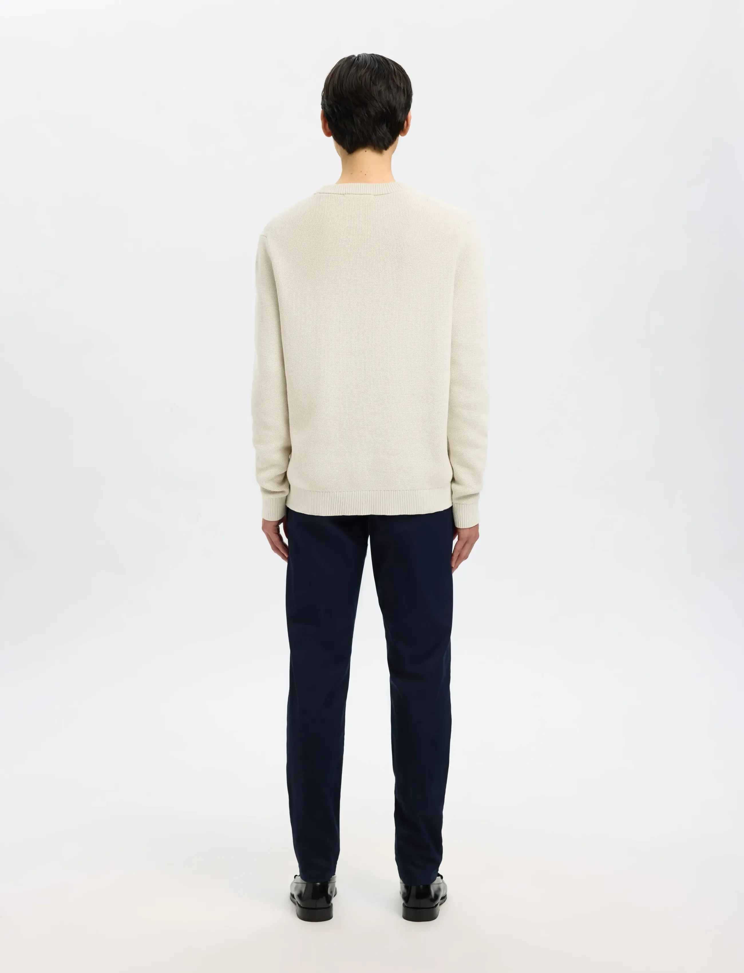 Selected - SLMDANE LS KNIT STRUCTURE CREW NECK NOOS - Ümmarguse kaelusega kudumid - oatmeal - 2