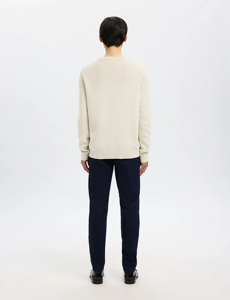 Selected - SLMDANE LS KNIT STRUCTURE CREW NECK NOOS - Ümmarguse kaelusega kudumid - oatmeal - 2