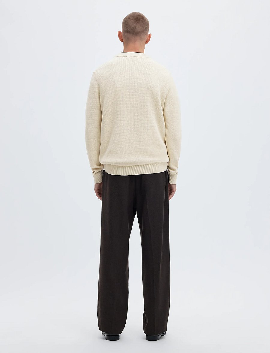 Selected - SLMDANE LS KNIT REG STRUC CREW NECK NOOS - Ümara kaelusega - oatmeal - 2