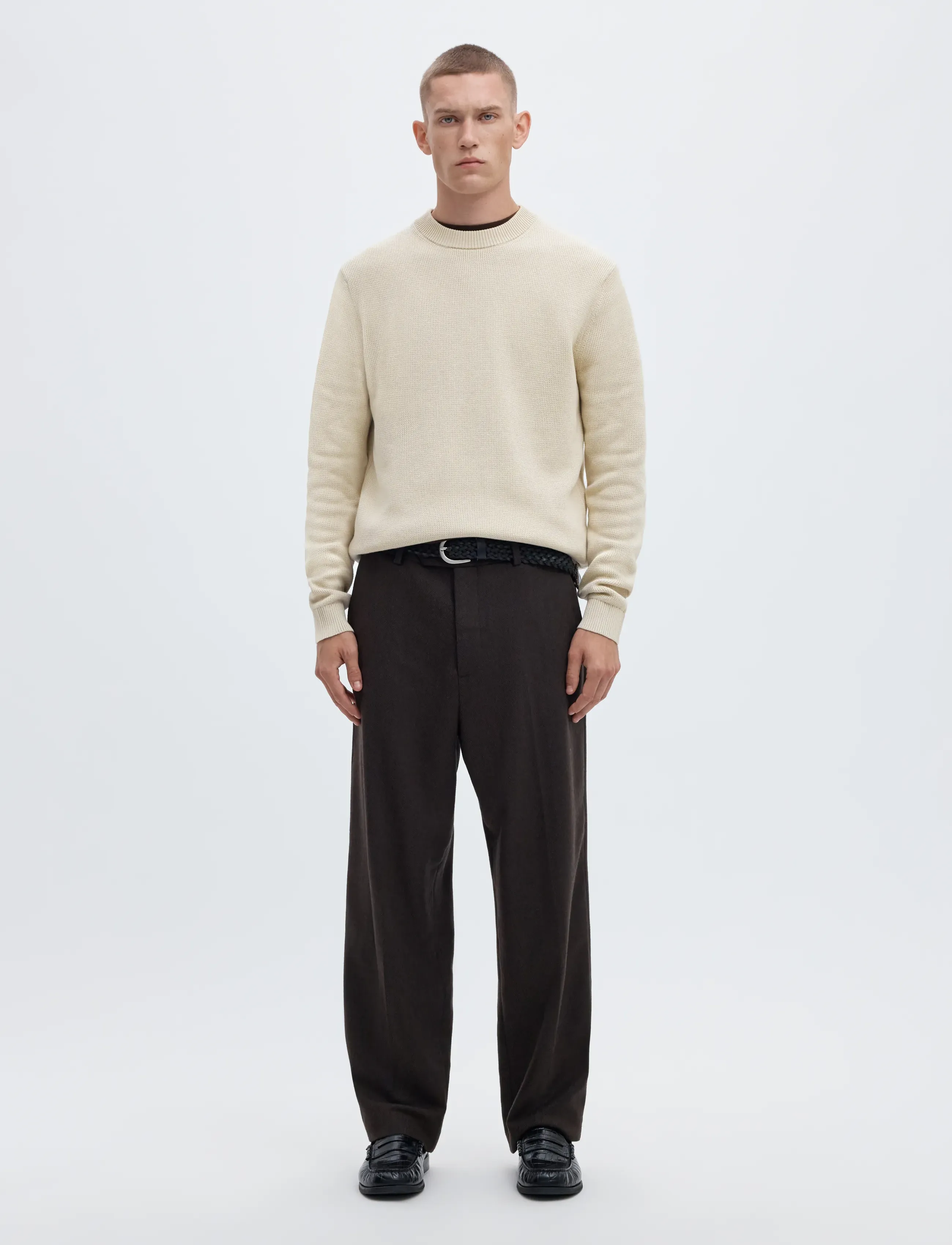 Selected - SLMDANE LS KNIT REG STRUC CREW NECK NOOS - Ümara kaelusega - oatmeal - 3