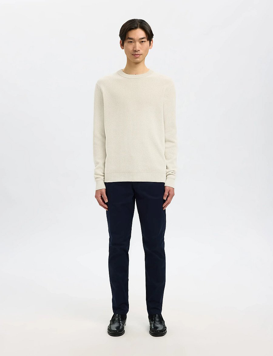 Selected - SLMDANE LS KNIT STRUCTURE CREW NECK NOOS - Ümmarguse kaelusega kudumid - oatmeal - 3