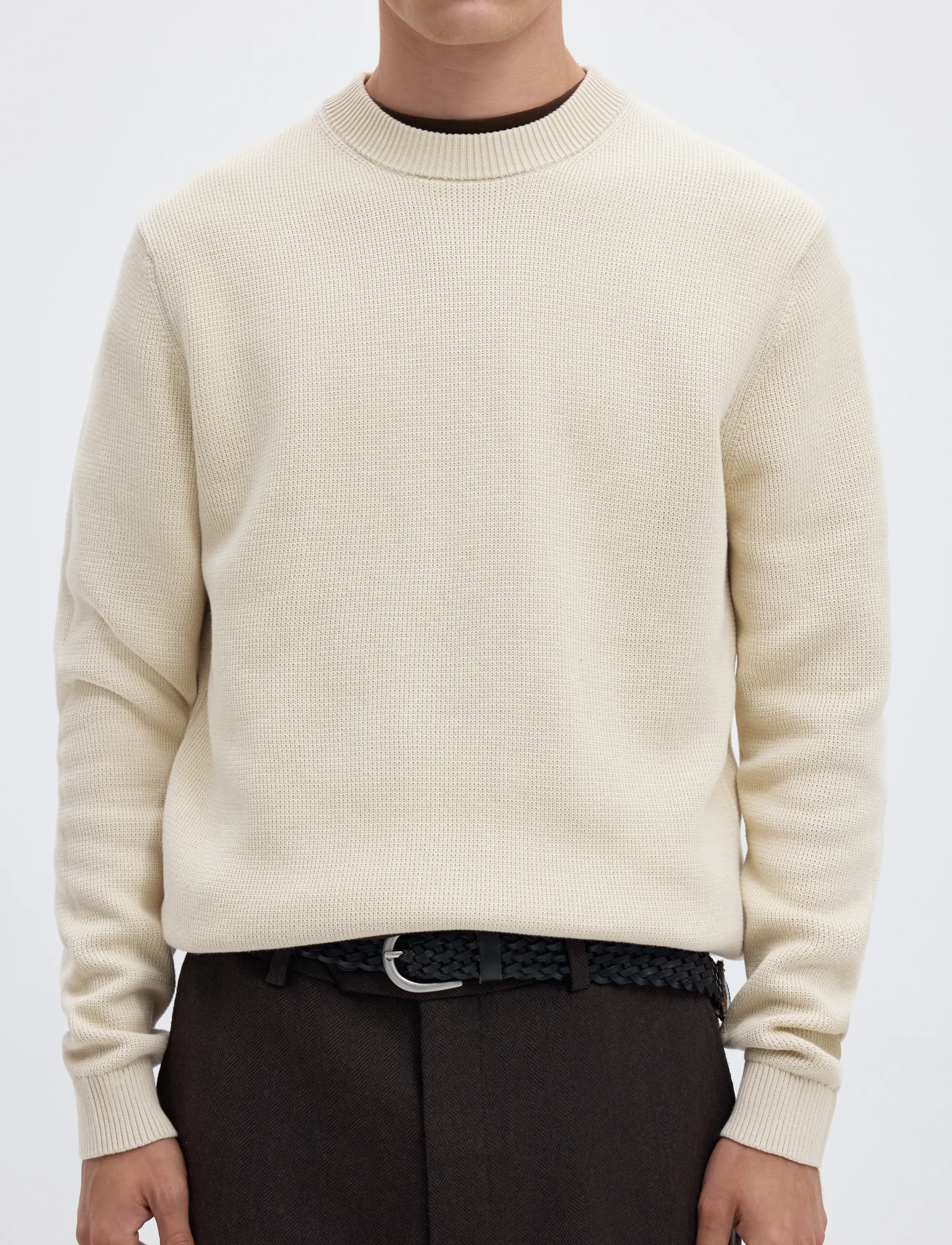 SELECTED Slmdane Ls Knit Reg Struc Crew Neck Noos stickade tröjor herr – bild 4