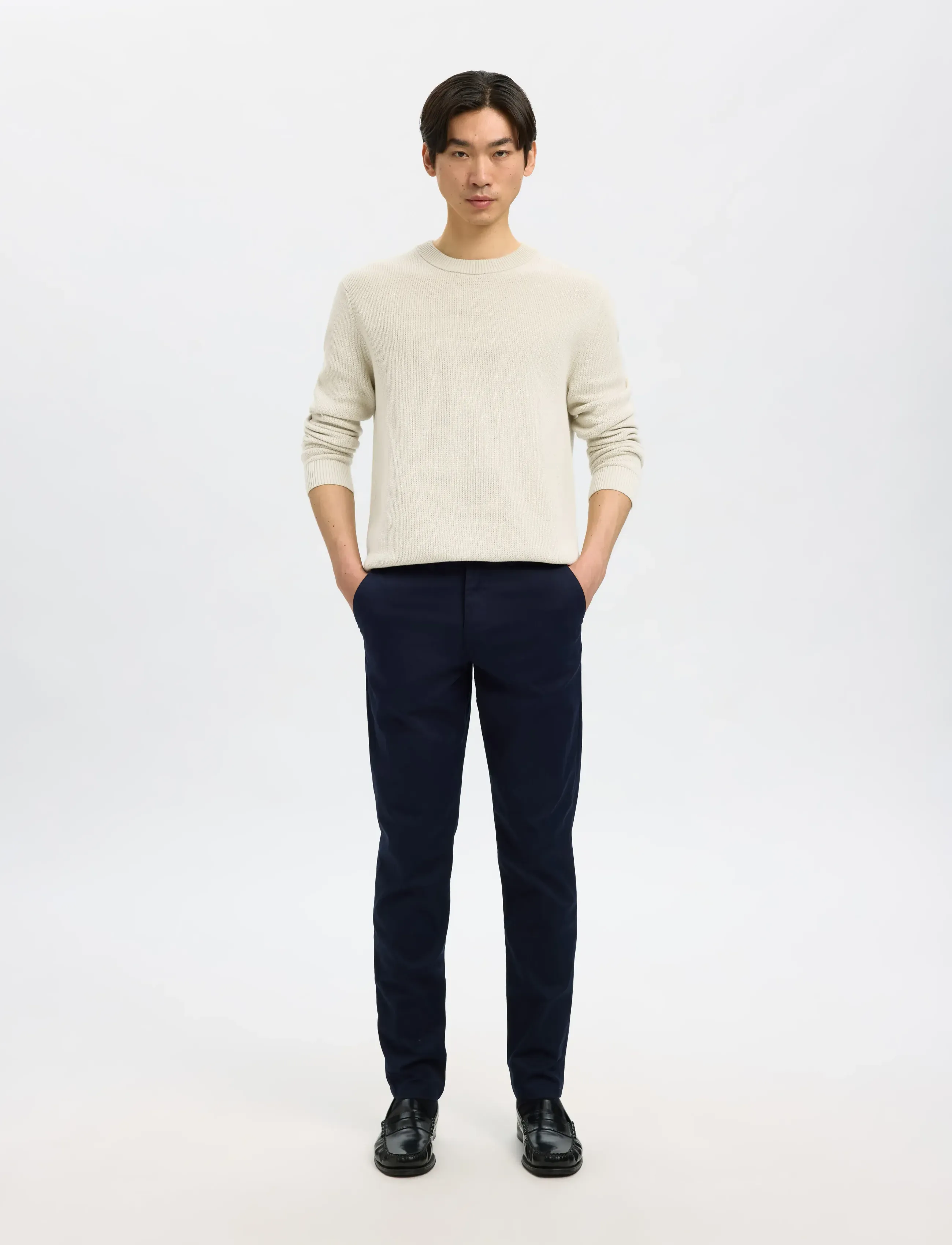 Selected - SLMDANE LS KNIT STRUCTURE CREW NECK NOOS - Ümmarguse kaelusega kudumid - oatmeal - 4