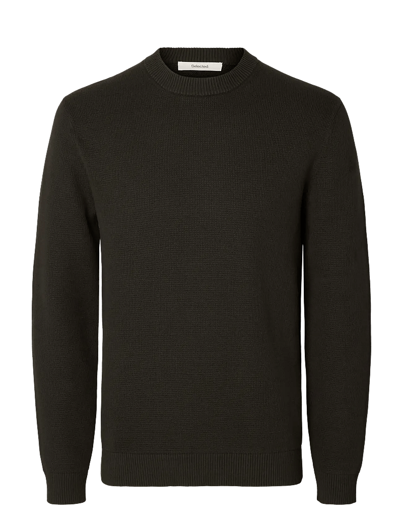 Selected - SLMDANE LS KNIT STRUCTURE CREW NECK NOOS - rund hals - peat - 1
