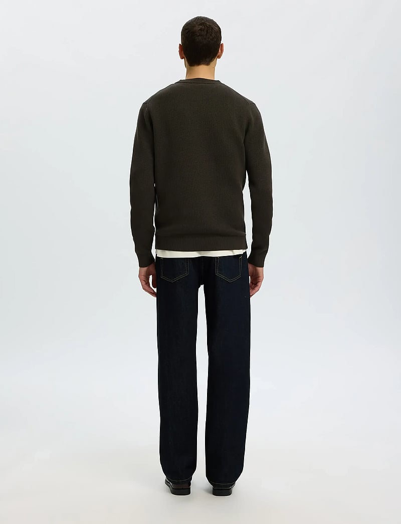 Selected - SLMDANE LS KNIT STRUCTURE CREW NECK NOOS - rund hals - peat - 2