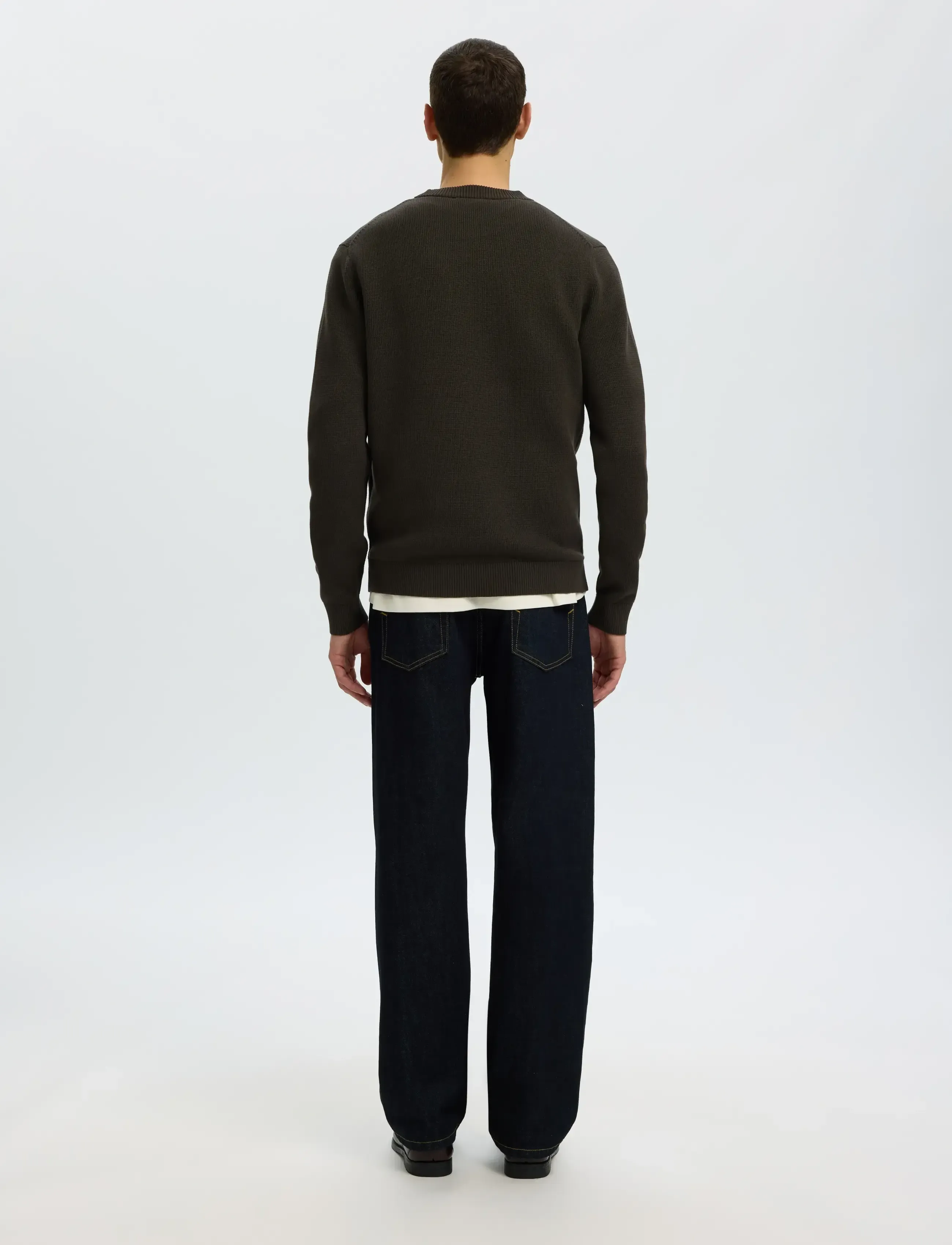 Selected - SLMDANE LS KNIT STRUCTURE CREW NECK NOOS - Ümmarguse kaelusega kudumid - peat - 2