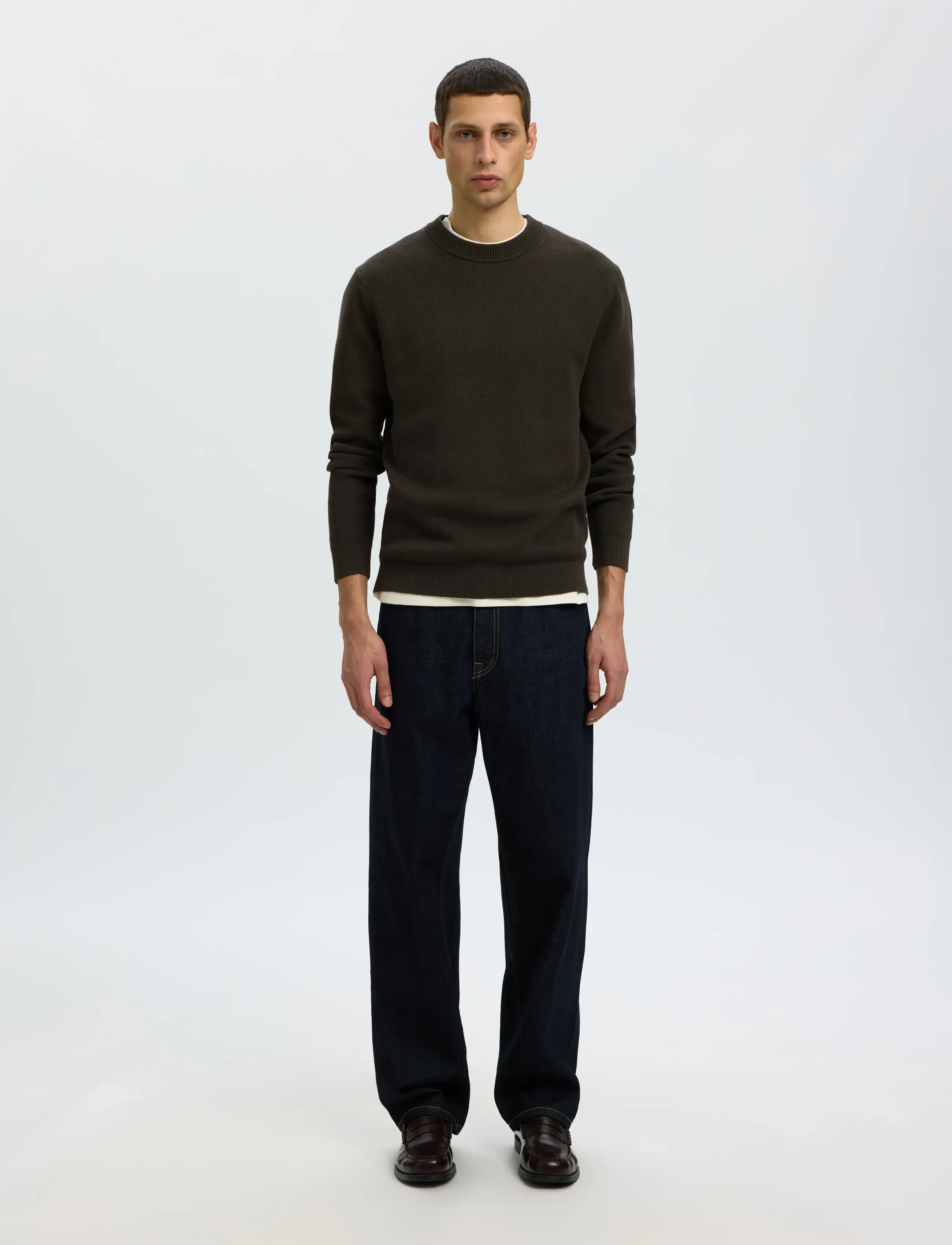 Selected - SLMDANE LS KNIT STRUCTURE CREW NECK NOOS - Ümmarguse kaelusega kudumid - peat - 3