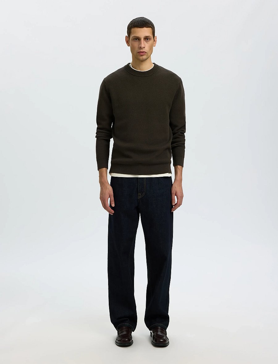 Selected - SLMDANE LS KNIT STRUCTURE CREW NECK NOOS - Ümmarguse kaelusega kudumid - peat - 3
