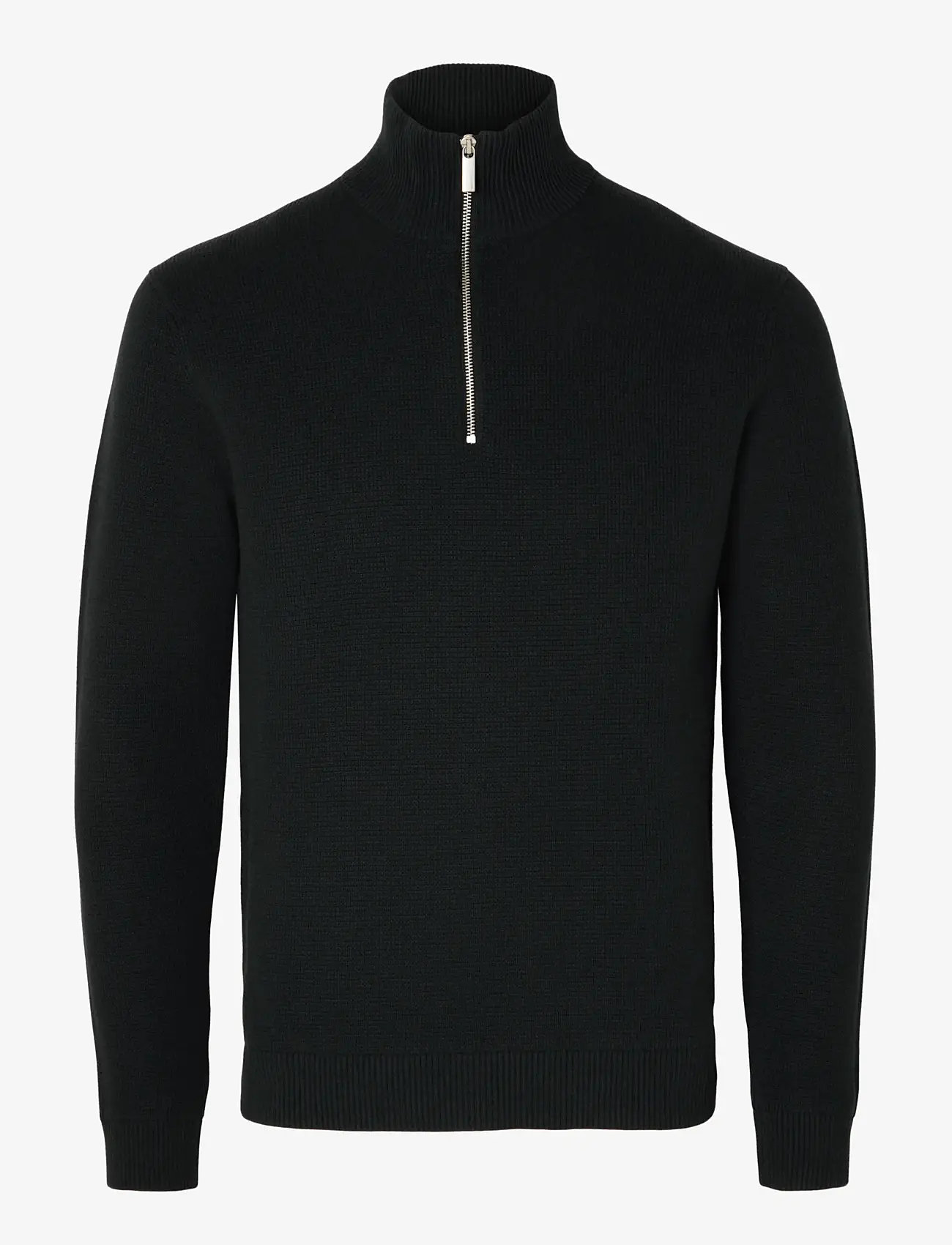 Selected - SLMDANE LS KNIT STRUCTURE HALF ZIP NOOS - tõmblukk-kaelusega džemprid - black - 1