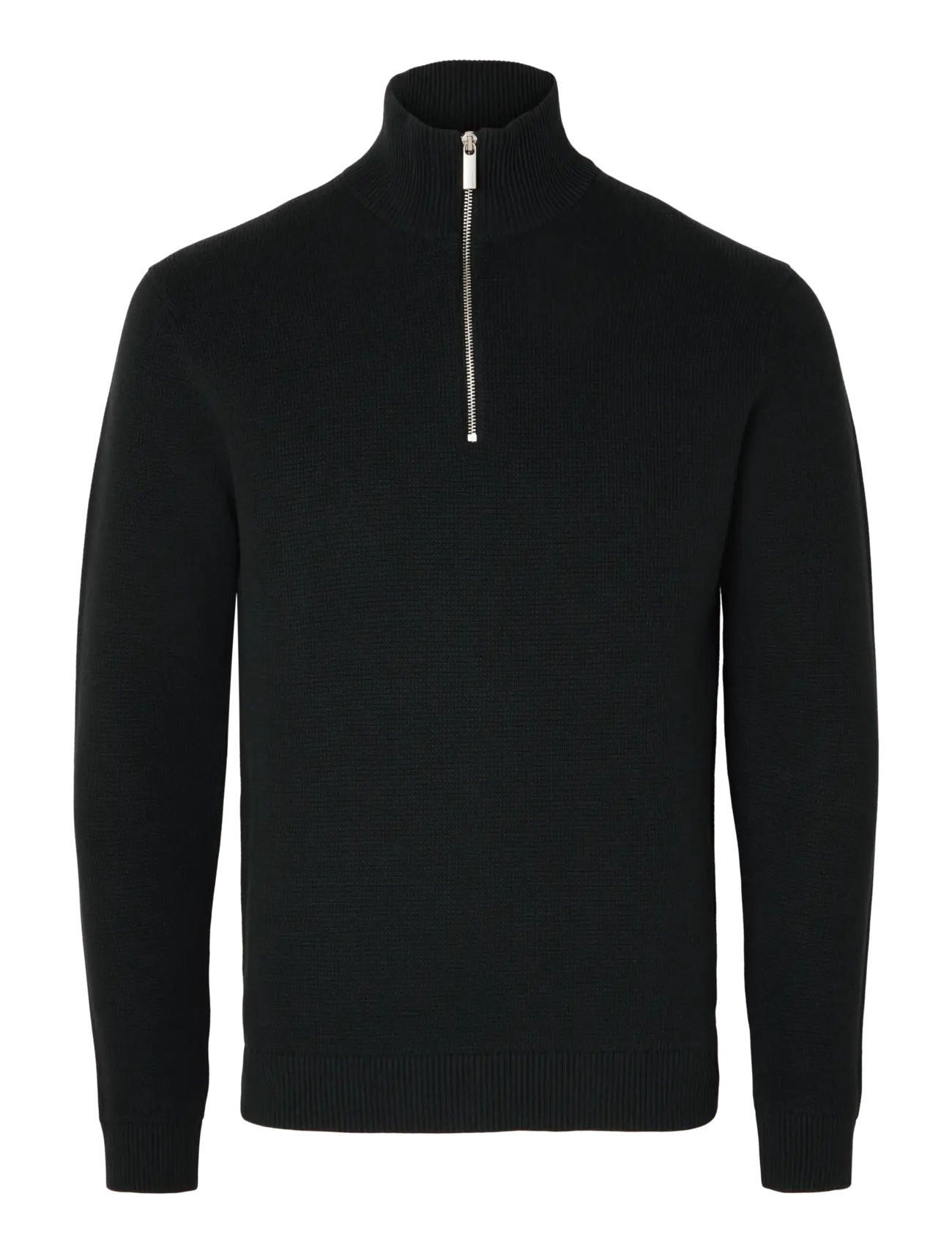 SR Original Half Zip［BLACK］simianring Selected Slmdane Ls Knit Structure Half Zip Noos (SEL16092601