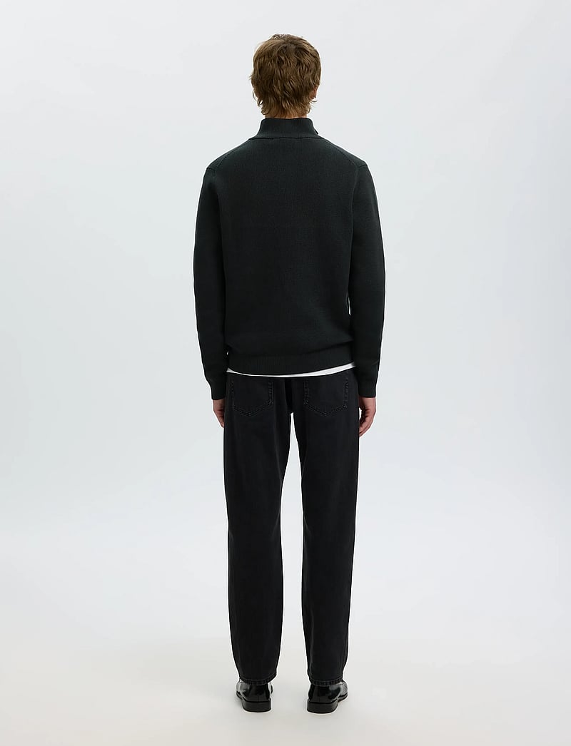Selected - SLMDANE LS KNIT STRUCTURE HALF ZIP NOOS - tõmblukk-kaelusega džemprid - black - 2