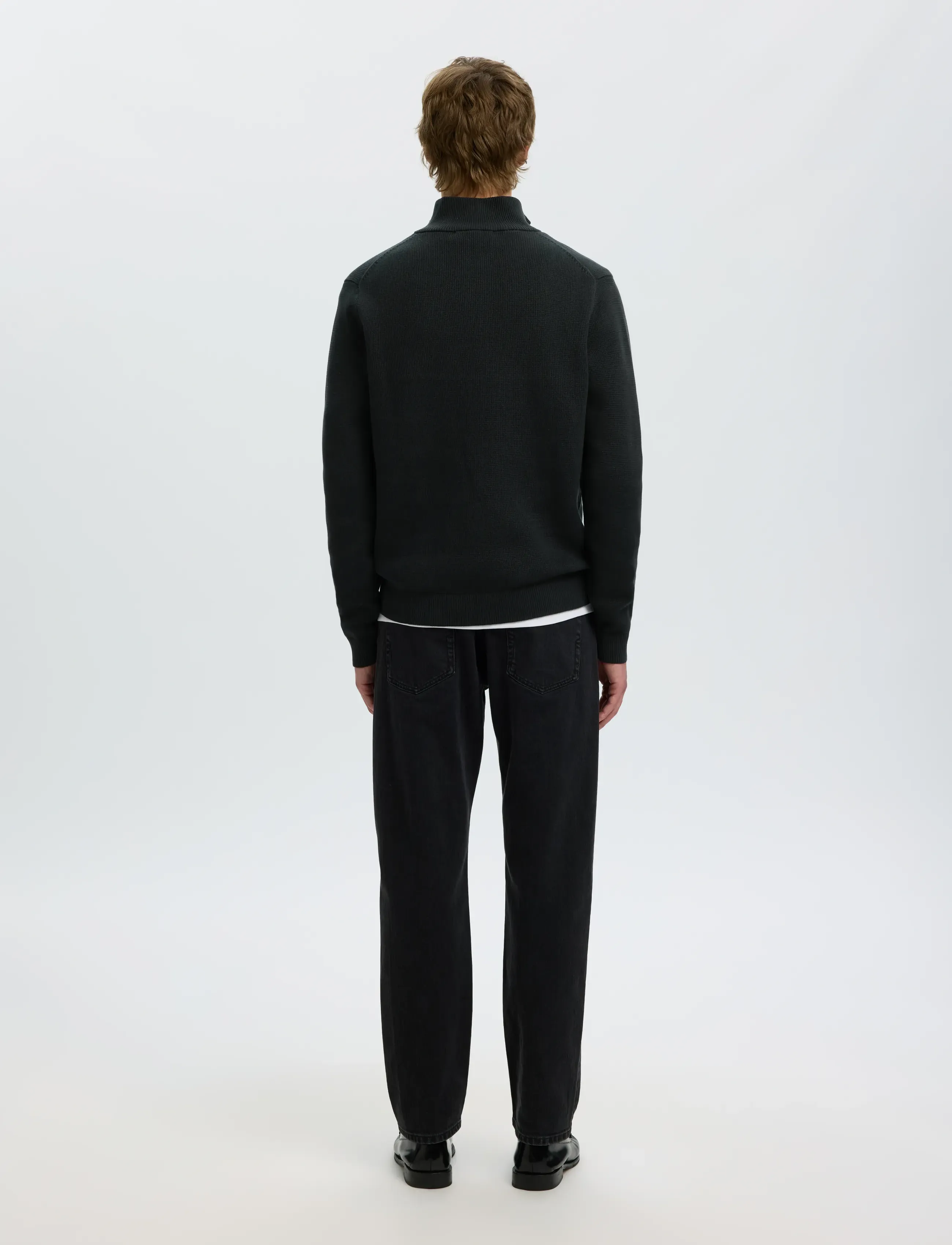 Selected - SLMDANE LS KNIT STRUCTURE HALF ZIP NOOS - truien met halve rits - black - 2