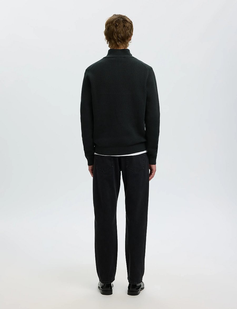 Selected - SLMDANE LS KNIT STRUCTURE HALF ZIP NOOS - truien met halve rits - black - 2